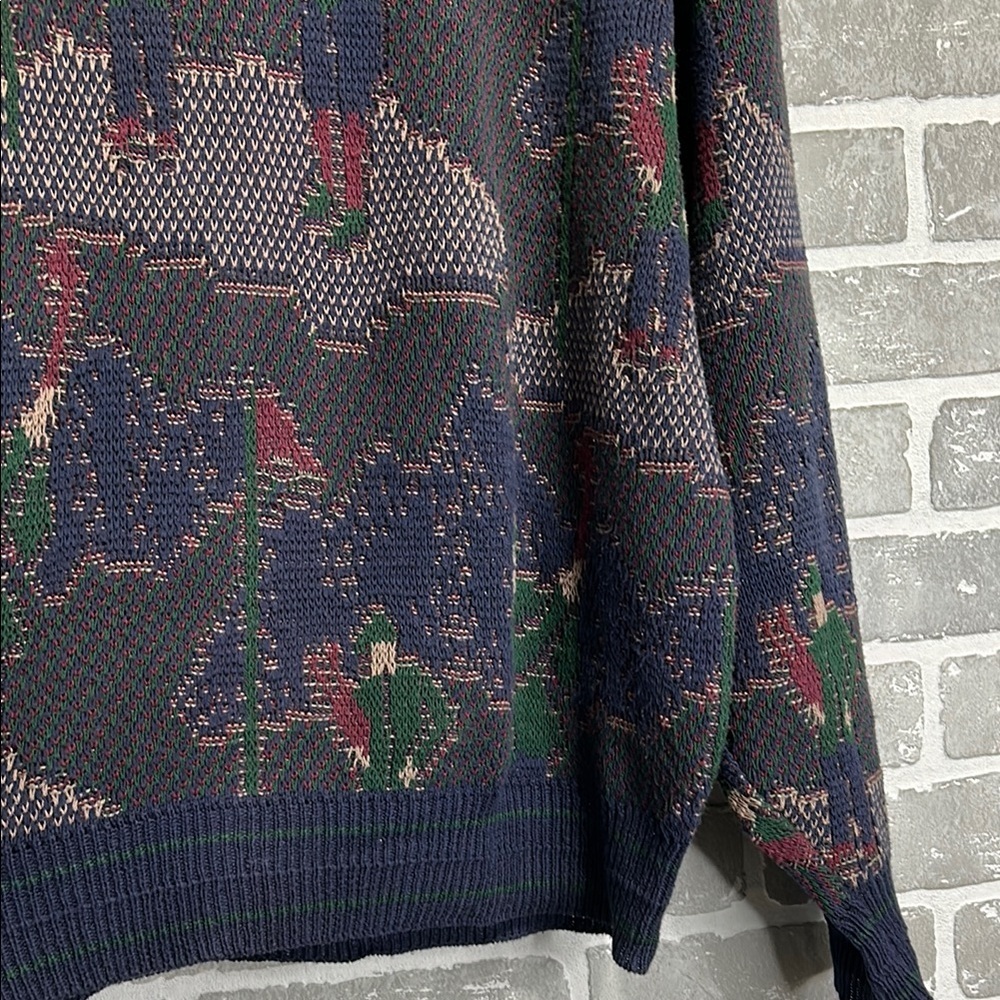 Vintage Golf Sweater Novelty Knit Grandpa Core Crewneck Isle of Cotton Men’s Med - Picture 7 of 14